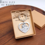 porte clés photo en forme de cœur dans un coffret cadeau pour couple amoureux 
