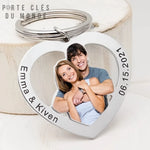 porte clé romantique avec photo personnalisé, en acier inoxydable 316L