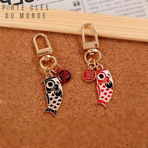 Porte clé couple de poisson rouge et noir