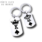 porte clé couple romantique avec gravure King and Queen