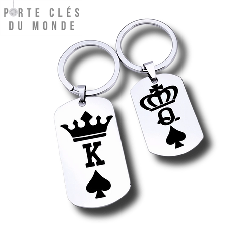 porte clé couple romantique avec gravure King and Queen