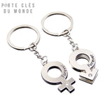 Duo de porte clés romantiques en forme de symbole masculin et féminin