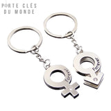 Duo de porte clés romantiques en forme de symbole masculin et féminin
