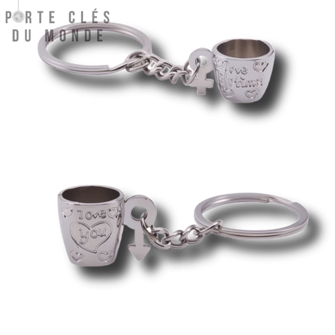 Porte clé couple tasse en duo