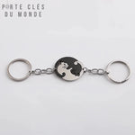 Porte-clés romantiques pour couple, motif chat noir et blanc complémentaire