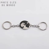 Porte-clés romantiques pour couple, motif chat noir et blanc complémentaire