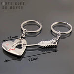 porte clé duo coeur et fleche avec dimensions affichées