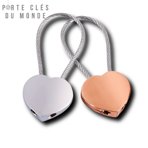 Porte clé duo coeur pour couple amoureux 