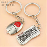 Duo de porte clés clavier et souris, modèle geek romantique pour gamer couple