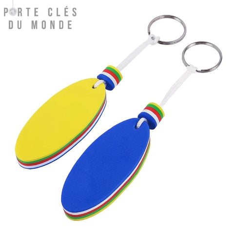 Porte clé flottant Multicolore en version jaune et bleu côte à côte