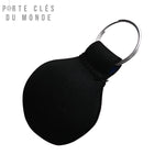 Porte clé flottant néoprène noir, design pratique avec anneau acier inoxydable