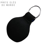 Porte clé flottant néoprène noir, design pratique avec anneau acier inoxydable