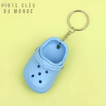 Porte clé flottant Original en forme de croc bleu ciel, caoutchouc souple et résistant