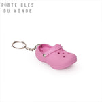 Porte clé flottant Original en forme de croc rose pastel, caoutchouc souple et coloré