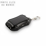 Porte-clé lampe solaire noir avec LED et port USB