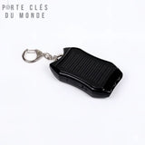 Vue latérale du porte-clé lampe solaire noir avec panneau solaire