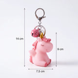 Dimensions du porte clé licorne ailes rose : 14 cm de hauteur totale et figurine de 9 × 7,5 cm