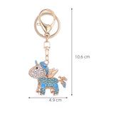 Dimensions du porte clé licorne brillante bleu ciel : 10,6 cm de hauteur et 4,9 cm de largeur