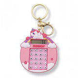 Porte Clé Licorne Calculatrice rose avec anneau et mousqueton dorés