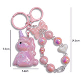 Dimensions du Porte Clé Licorne Cristal : 14,1 cm, licorne de 5,9 × 4,1 cm
