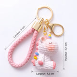 Porte-clé licorne Crochet, licorne de 5,4 cm de haut sur 4,3 cm de large avec lanière de 9 cm