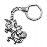 Porte-clé licorne enchantée argenté en métal au motif ajouré