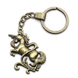 Porte-clé licorne enchantée en métal avec finition bronze ancienne