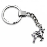 Porte-clé licorne métallique argenté 
