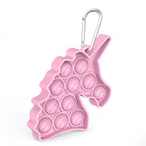 porte-clé licorne pop it rose avec mousqueton argenté 