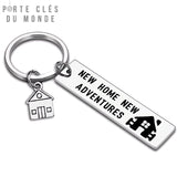 porte clé maison original en acier inoxydable 