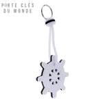 Porte-clé marin flottant blanc, forme de gouvernail pour trousseau sécurisé