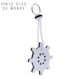 Porte-clé marin flottant blanc, forme de gouvernail pour trousseau sécurisé