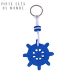 Porte-clé marin flottant bleu en forme de gouvernail, accessoire nautique sécurisé