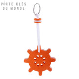 Porte-clé marin flottant orange gouvernail, visibilité maximale sur l’eau