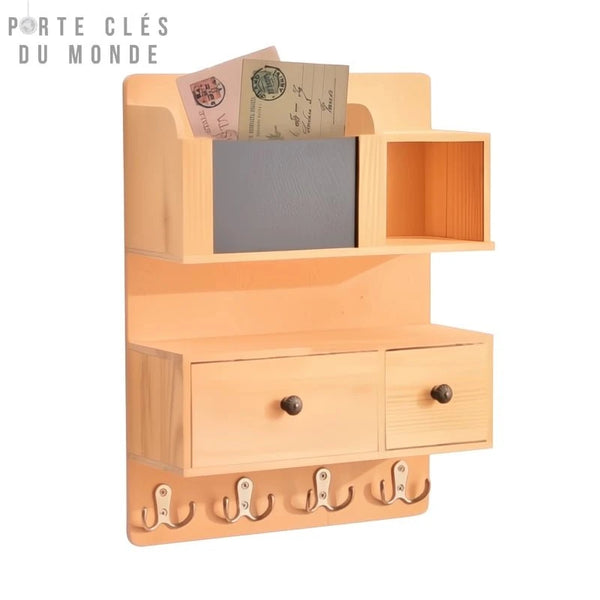 Porte-Clés Mural En Bois Vintage 8 Crochets - Boîte à Clés Décorative Pour Entrée Maison