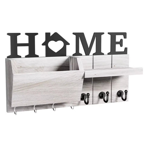 Porte clé mural en bois blanc