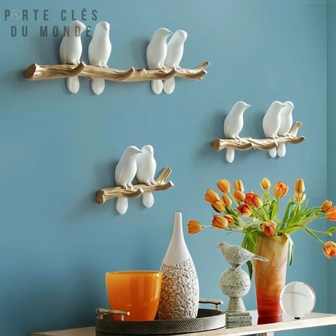 porte clé mural oiseau