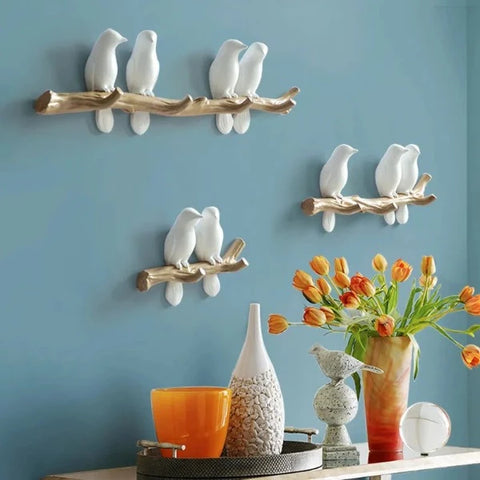 porte clés mural oiseau