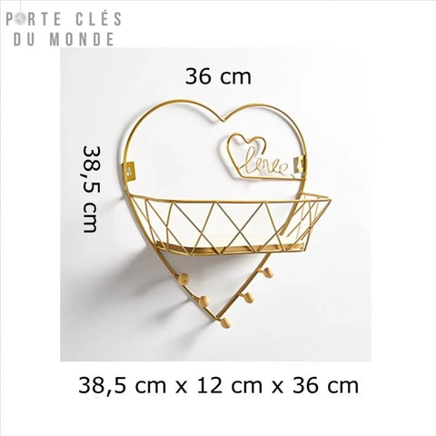 porte clés mural coeur romantique