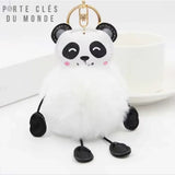 Porte clés pompon panda blanc avec fourrure douce, accessoire mignon et original pour sac ou trousseau