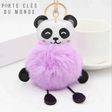 Porte clé pompon panda rose vif, accessoire panda coloré et original pour personnaliser un trousseau