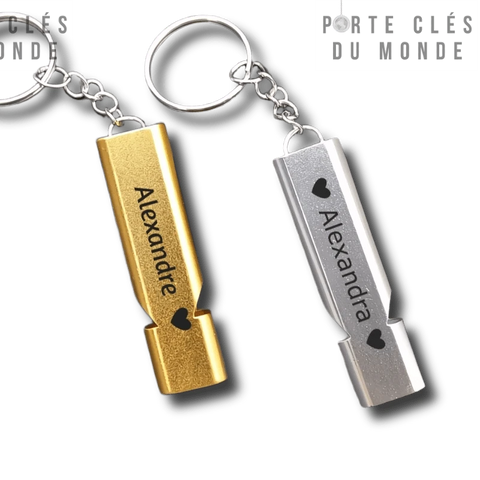 porte clé pour couple sifflet personnalisé