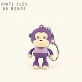 Porte clé singe led violet, accessoire lampe original en forme de singe