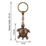Dimensions du porte clé tortue antique de 8,5 cm de hauteur avec tortue de 3,5 cm sur 3 cm