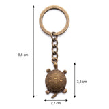 Dimensions du porte clé tortue antique de 9,8 cm par 2,7 cm