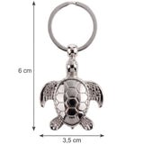 Dimensions du porte clé tortue argent de 6 cm de hauteur et 3,5 cm de largeur