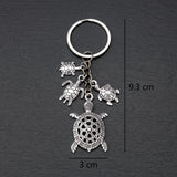 Dimensions du porte clé tortue et son bébé de 9,3 cm de hauteur et 3 cm de largeur