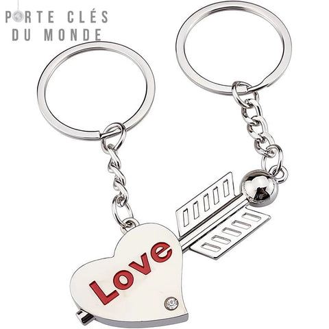 Porte clé cœur couple en alliage de zinc, symbole d'amour éternel