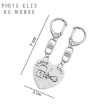 accessoire romantique porte clé couple cadenas gravé « I love you »