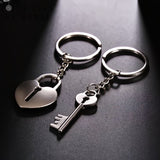 Porte clé couple clé et cadenas en métal (acier inoxydable)